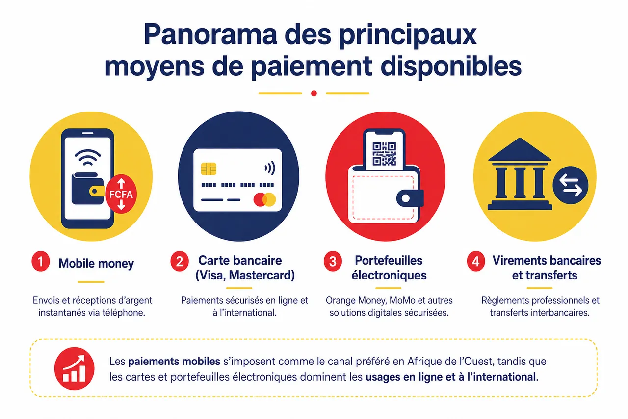 Les principaux moyens de paiement que les entreprises doivent comparer , Panorama des principaux moyens de paiement disponibles