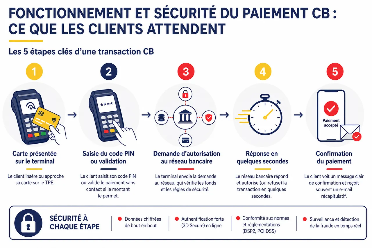 Paiement CB, comprendre ce que les clients attendent au moment de régler , Fonctionnement et sécurité du paiement CB: ce que les clients attendent
