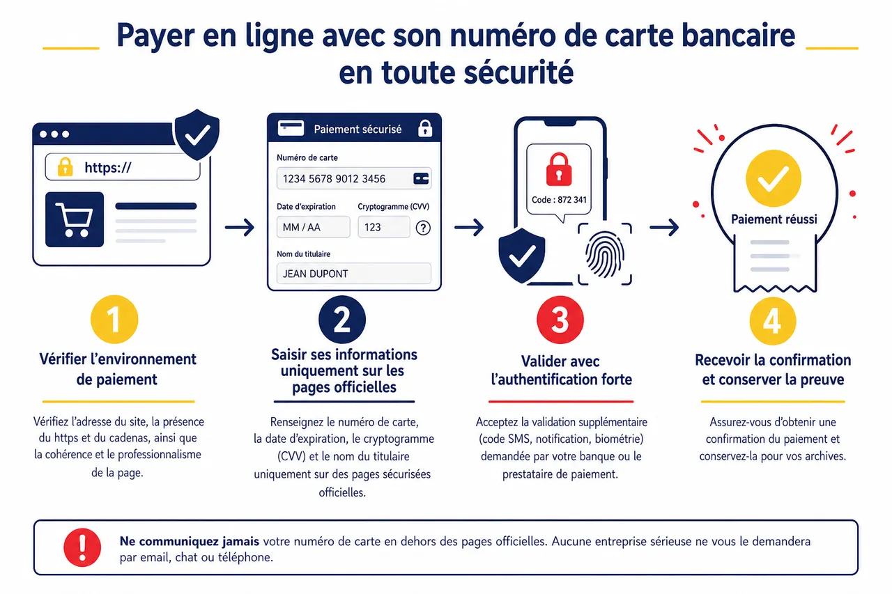 Numéro de carte bancaire, où il se trouve et pourquoi il ne faut jamais le partager? , Comment utiliser son numéro de carte bancaire pour payer en ligne en toute sécurité?