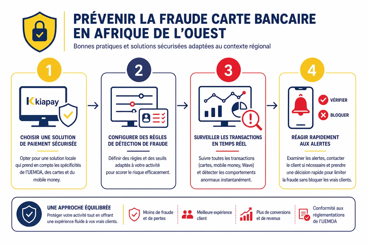 Fraude à la carte bancaire en Afrique de l’Ouest, comment les marchands peuvent se protéger sans bloquer les vrais clients , Prévenir la fraude: bonnes pratiques et solutions sécurisées adaptées au contexte régional