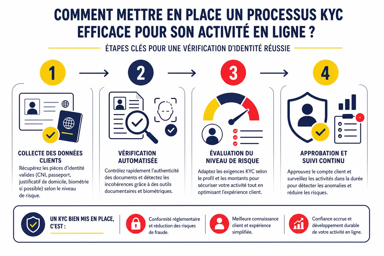 Kyc et vérification d’identité pour les paiements en ligne en Afrique, par où commencer quand on est marchand? , Comment mettre en place un processus KYC efficace pour son activité en ligne?