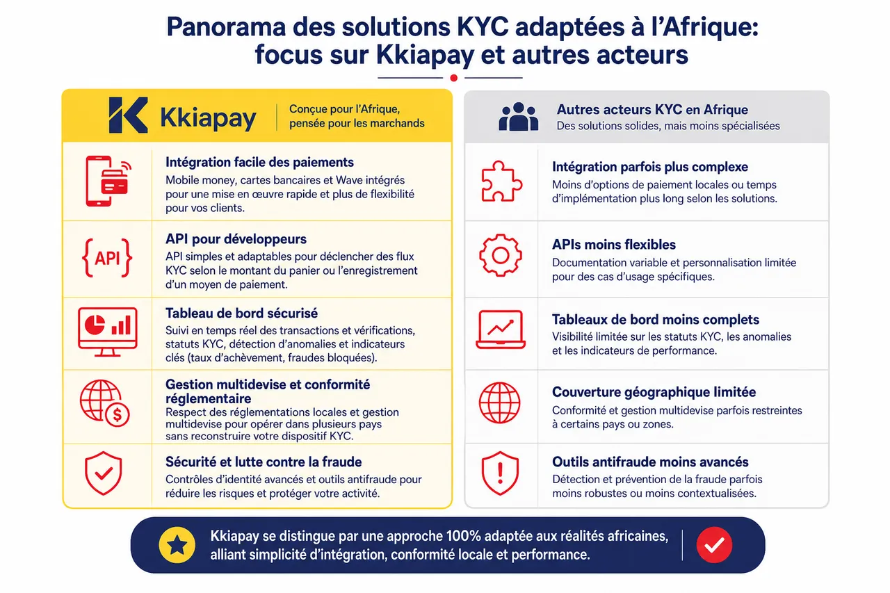 Kyc et vérification d’identité pour les paiements en ligne en Afrique, par où commencer quand on est marchand? , Panorama des solutions KYC adaptées à l’Afrique: focus sur kkiapay et autres acteurs