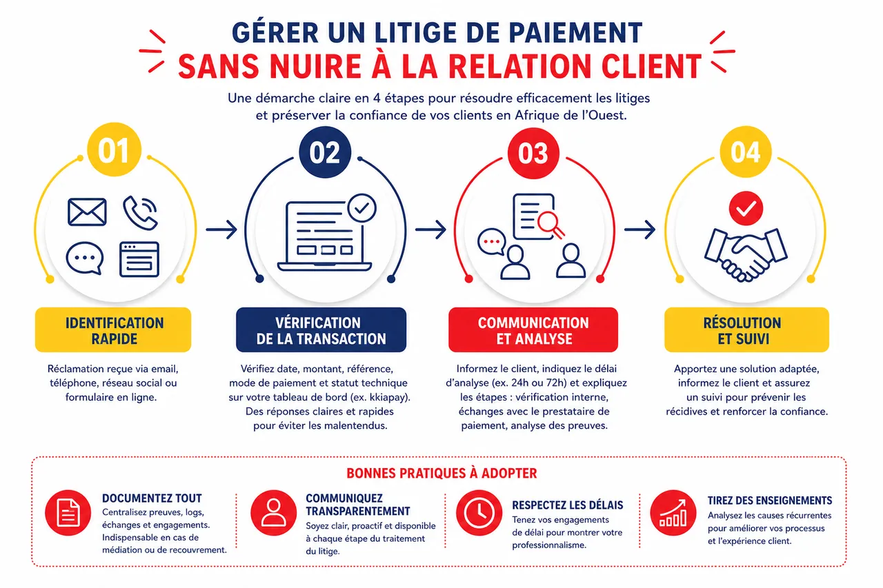 Comment gérer les litiges de paiement en Afrique de l’Ouest sans perdre la confiance de vos clients? , Quelles sont les bonnes pratiques pour gérer un litige de paiement sans nuire à la relation client?