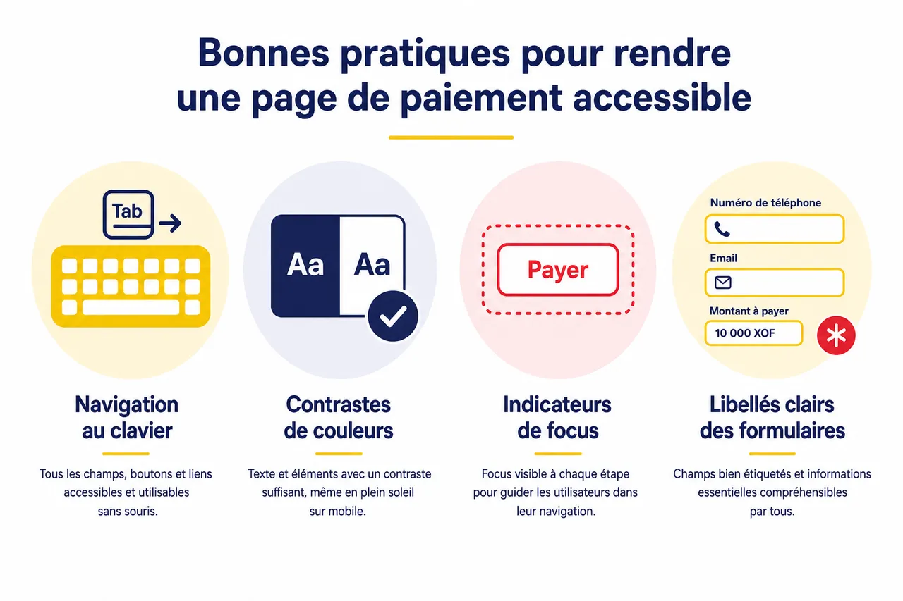 Accessibilité des paiements en ligne, comment adapter votre page de règlement aux utilisateurs en situation de handicap? , Bonnes pratiques pour rendre une page de paiement accessible