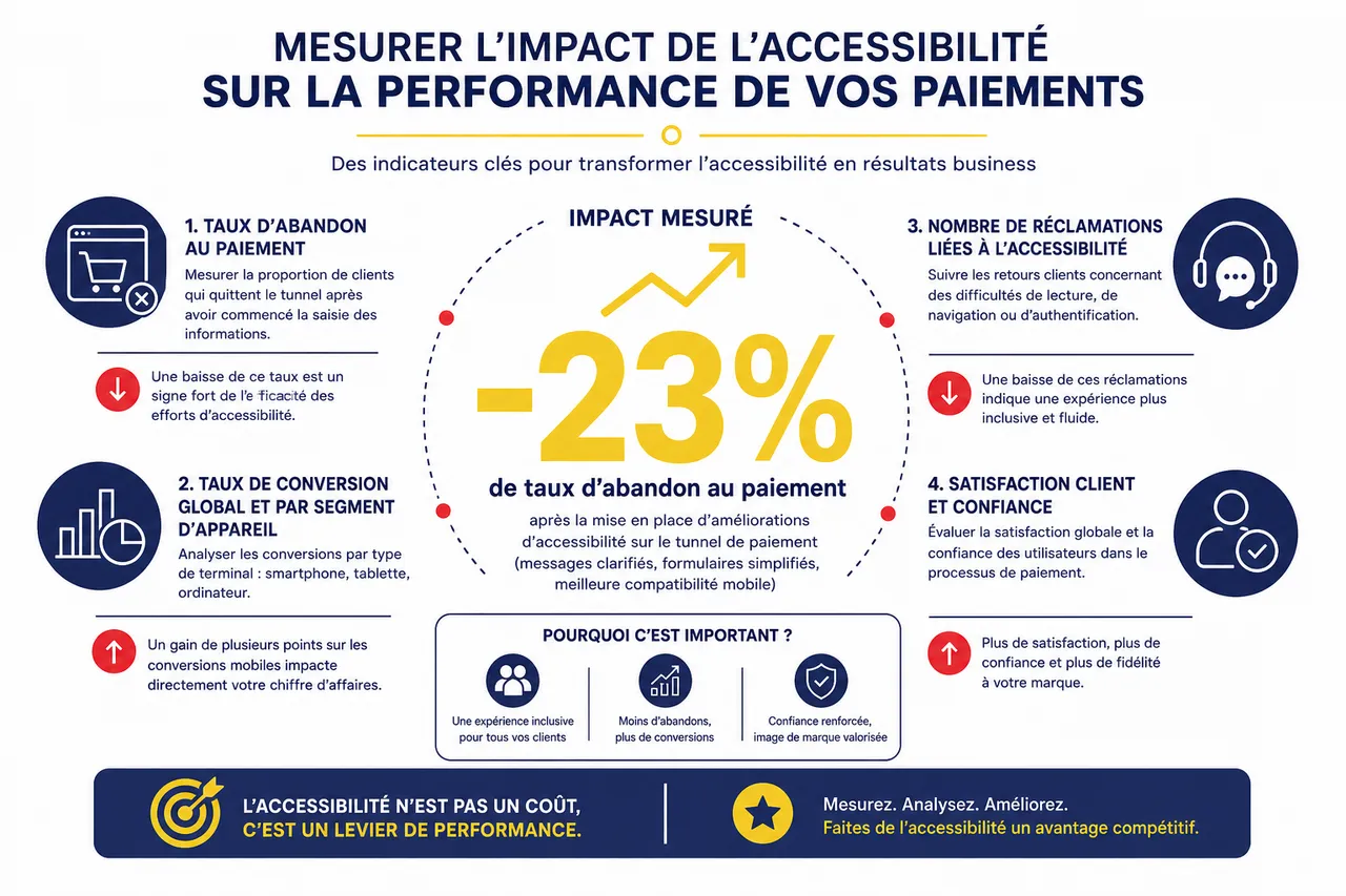 Accessibilité des paiements en ligne, comment adapter votre page de règlement aux utilisateurs en situation de handicap? , Mesurer l’impact de l’accessibilité sur la performance de vos paiements