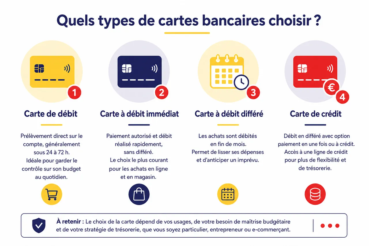 Sécurité et options avancées pour votre carte bancaire en ligne en 2026 , Quels types de cartes bancaires choisir?