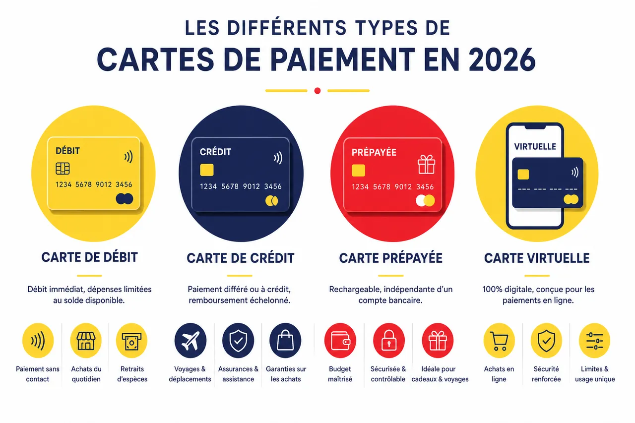 Comment choisir la meilleure carte de paiement pour votre profil en 2026 , Les différents types de cartes de paiement en 2026