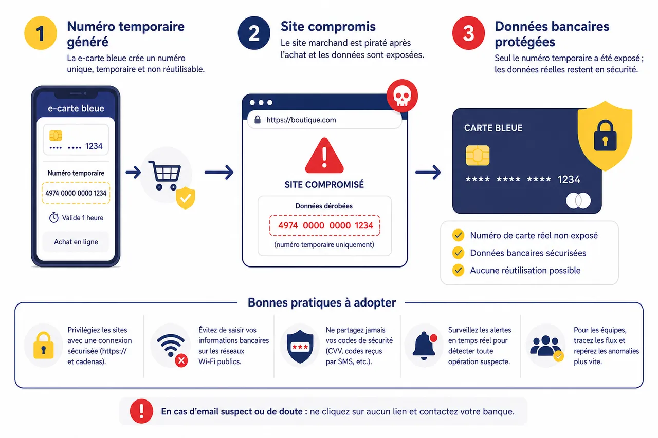 Les meilleures pratiques pour utiliser la carte bleue et la e-carte bleue en 2026 , Sécurité et bonnes pratiques pour l’utilisation de la carte bleue en ligne