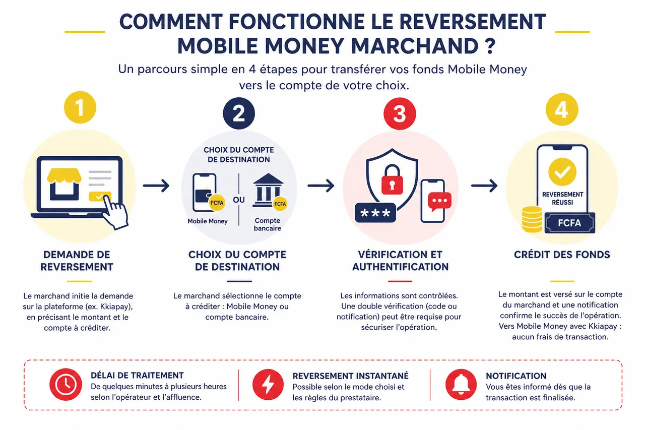 Reversement immédiat sur compte mobile money: quand et comment récupérer votre argent , Comment fonctionne le reversement mobile money marchand?