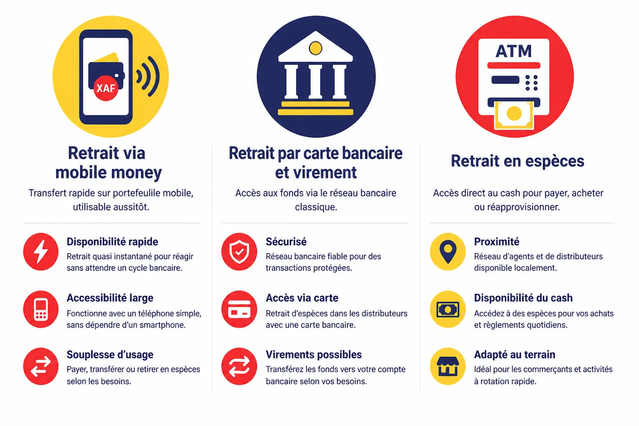 Lien de paiement mobile money: encaisser sans site web ni développeur en Afrique , Les principales méthodes de retrait de paiement en Afrique