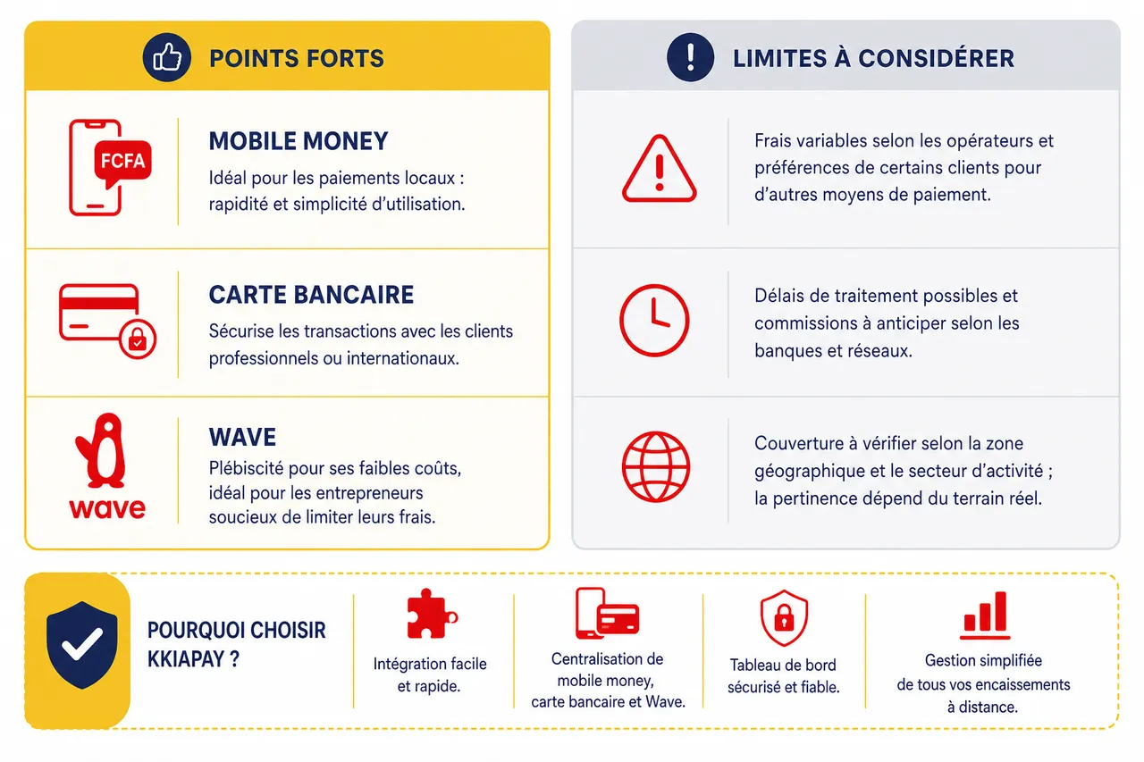 Facturer et encaisser un acompte à distance: le process pour prestataires et artisans , Comparatif des solutions de paiement à distance en Afrique de l’Ouest