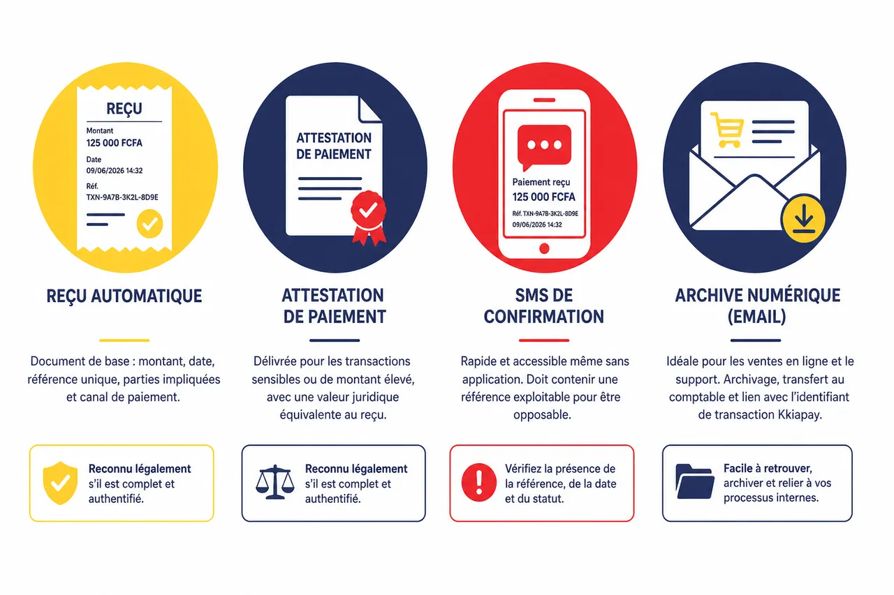 Encaisser carte bancaire et mobile money sur un même terminal: pourquoi c'est décisif , Les différents types de preuves de paiement en 2026