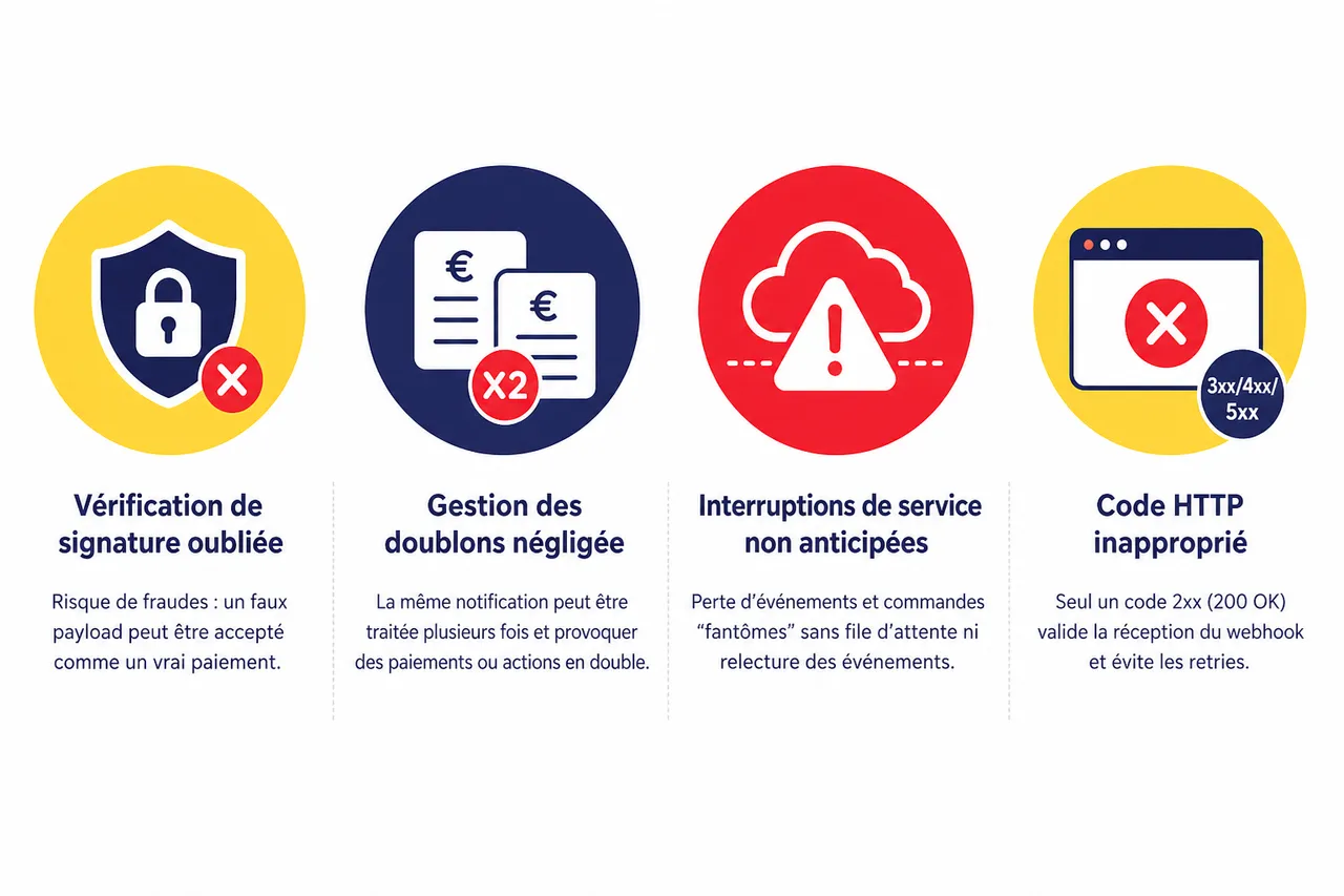 Webhooks de paiement: comment éviter les erreurs en 2026 , Erreurs courantes et solutions lors de l’implémentation des webhooks