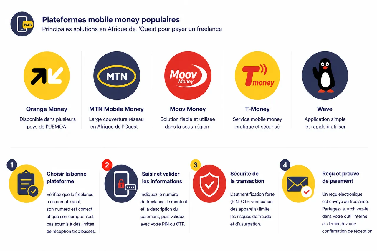 Payer des freelances et prestataires par mobile money sans passer par un virement bancaire , Étapes pour payer un freelance par mobile money
