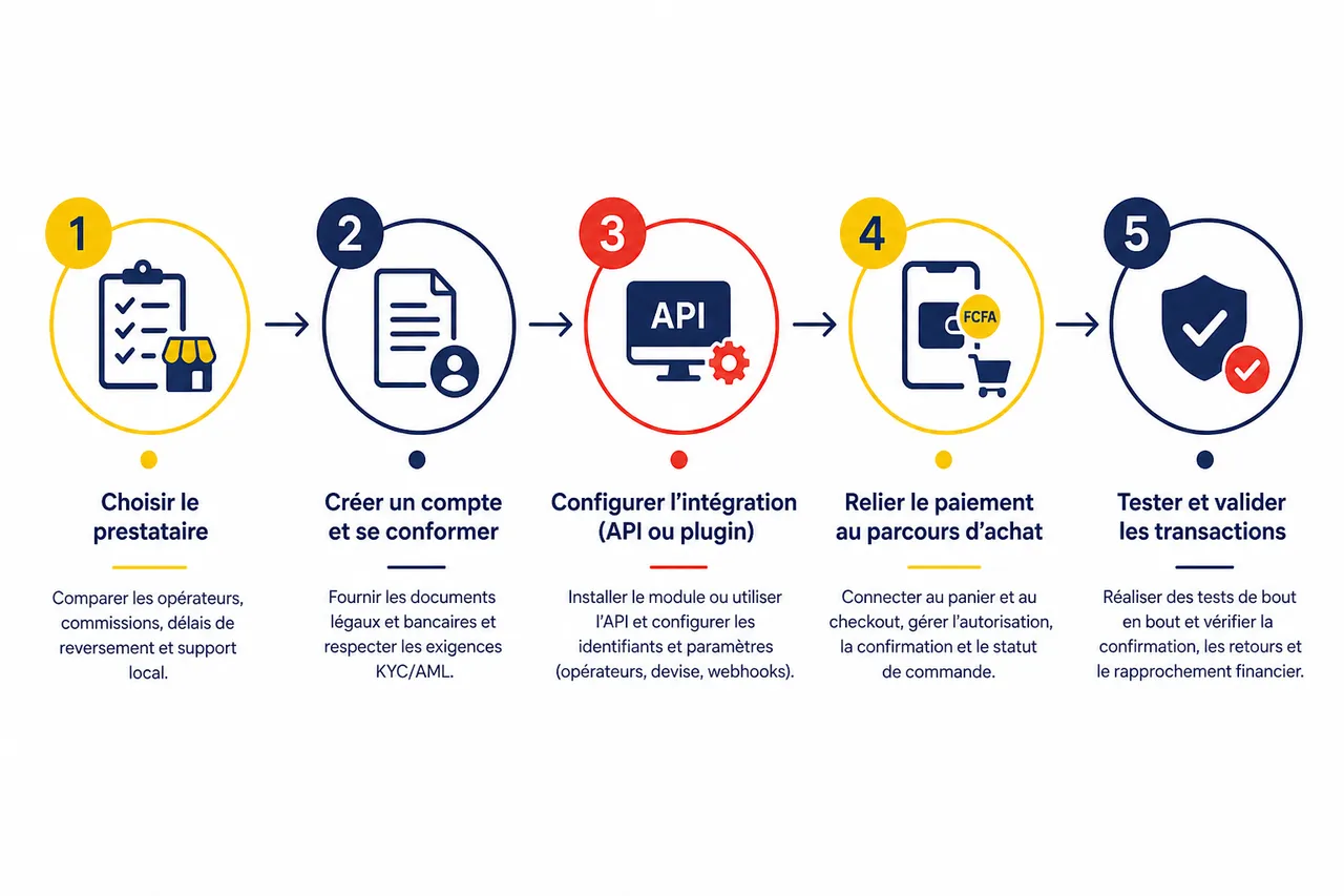 Comment intégrer le Mobile Money sur une boutique e-commerce en Afrique de l'Ouest? , Étapes pour intégrer le Mobile Money sur une boutique e-commerce