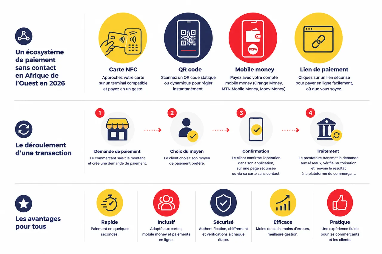 Paiement sans contact en Afrique de l'Ouest: fonctionnement, avantages et sécurité en 2026 , Comment fonctionne le paiement sans contact en Afrique de l’Ouest en 2026?