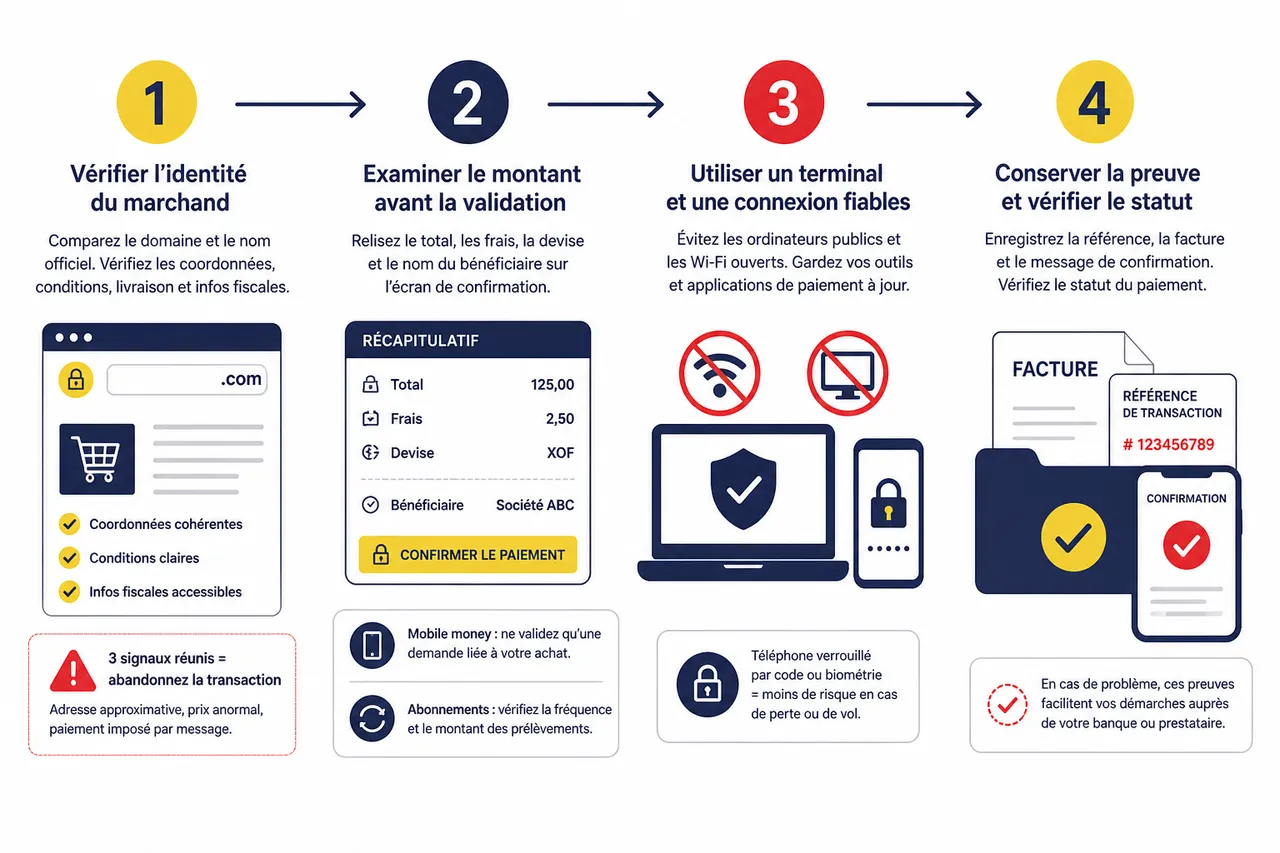 Sécuriser ses paiements en ligne: vérifications essentielles en 2026 , Checklist: les étapes à suivre avant de payer sur internet